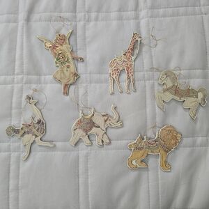 Vintage Paper Christmas Ornaments (Angel & Animals Set)